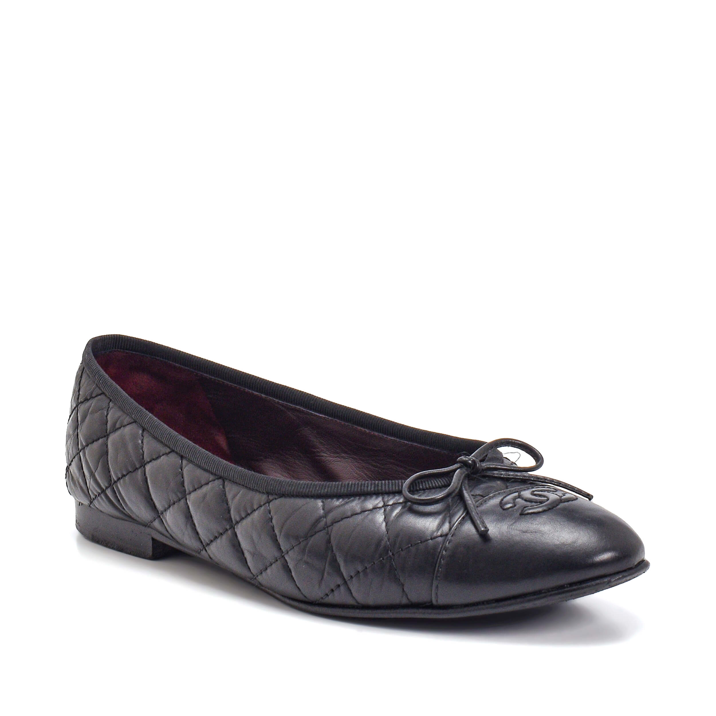 Chanel - Black CC Quilted Flat Ballerina Shoes